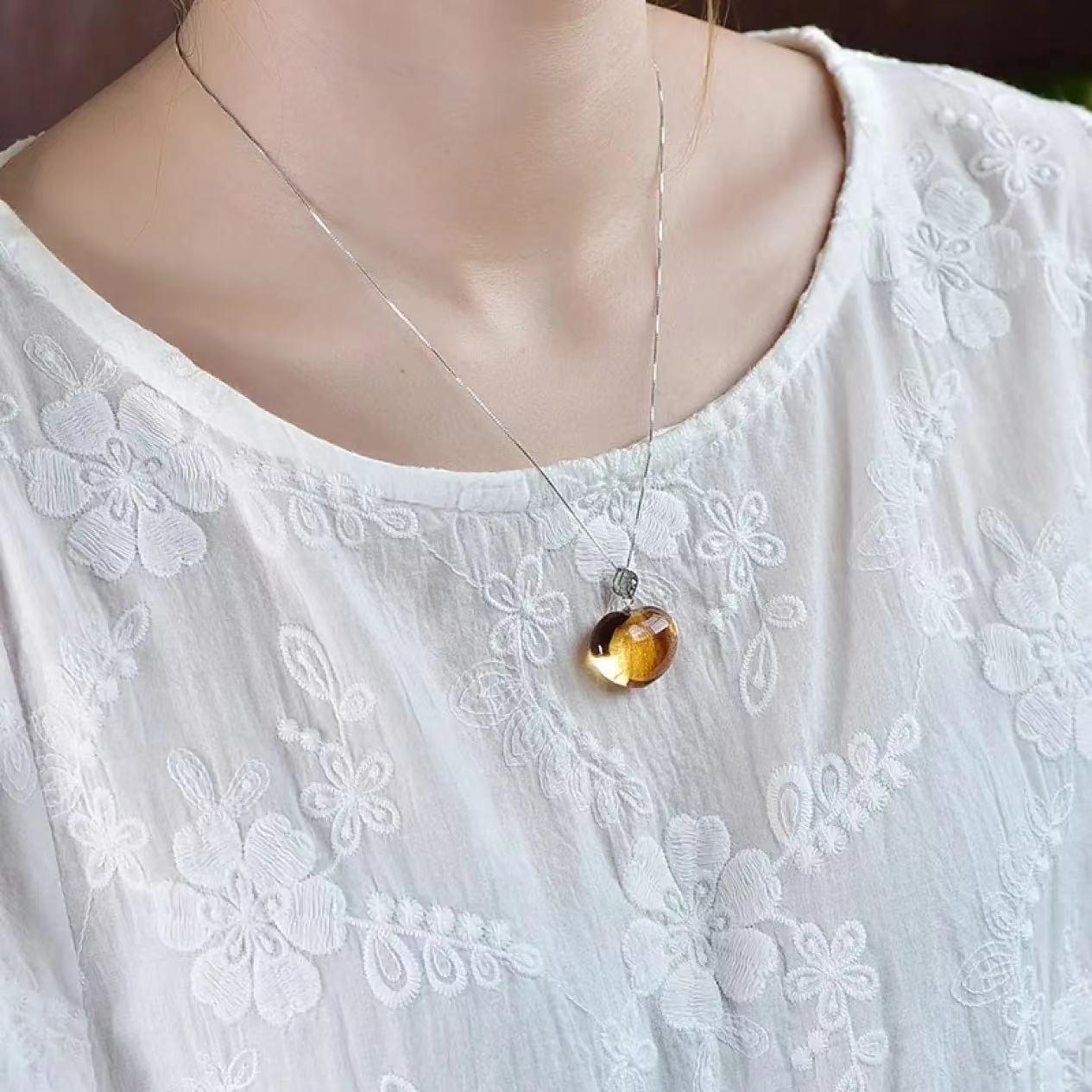 Natural Citrine Pendant Gift for Birth Sign Peace and Fortune