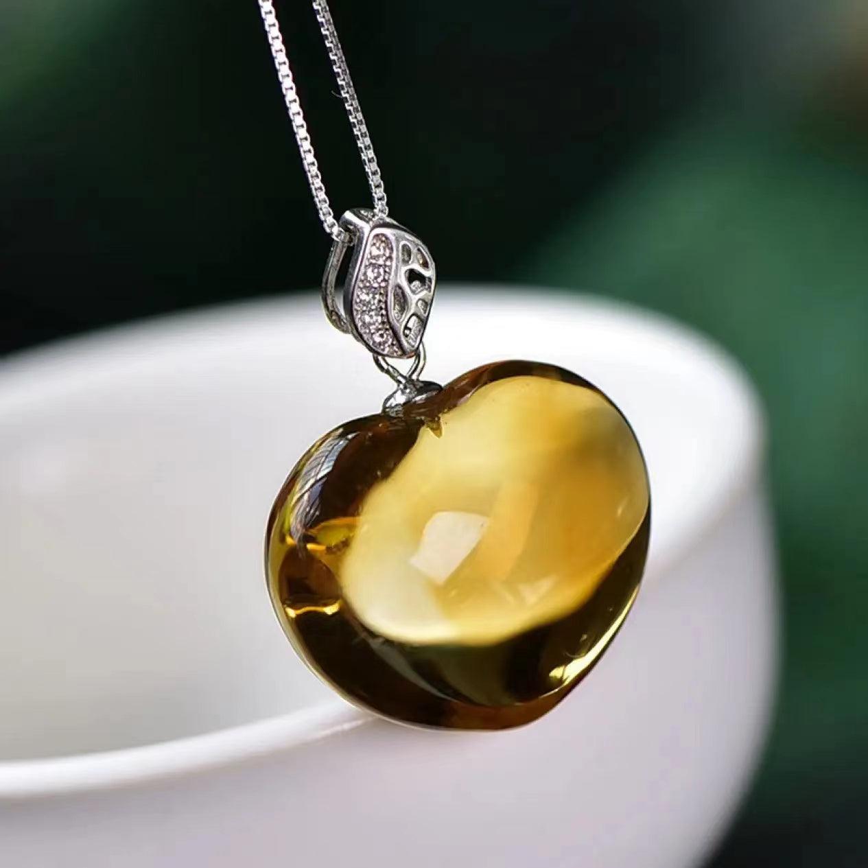 Natural Citrine Pendant Gift for Birth Sign Peace and Fortune