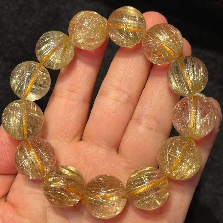 Natural Titanium Crystal Gold Hair Crystal Bracelet