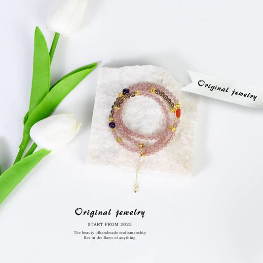 Strawberry-Inspired Dual-Purpose Crystal Bracelet Necklace Crystal Country Arts and Crafts