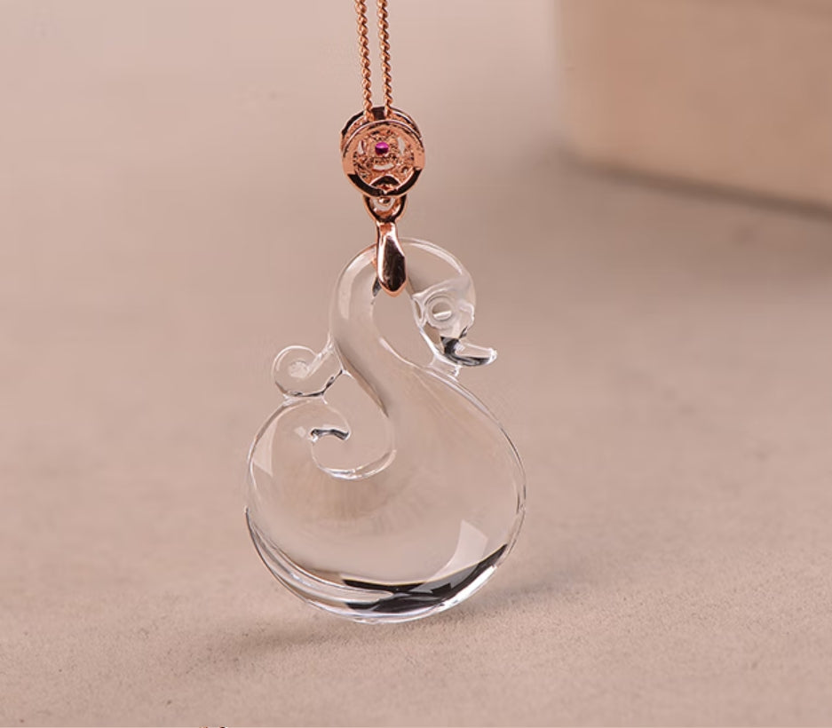 Natural Crystal Cygnet White Crystal Pendant Women's Necklace