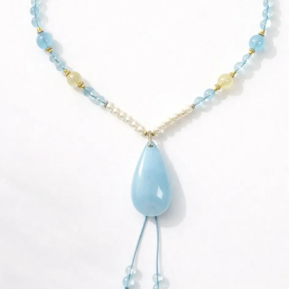 Elegant Aquamarine Drop Necklace for Timeless Style - crystal luminious soul