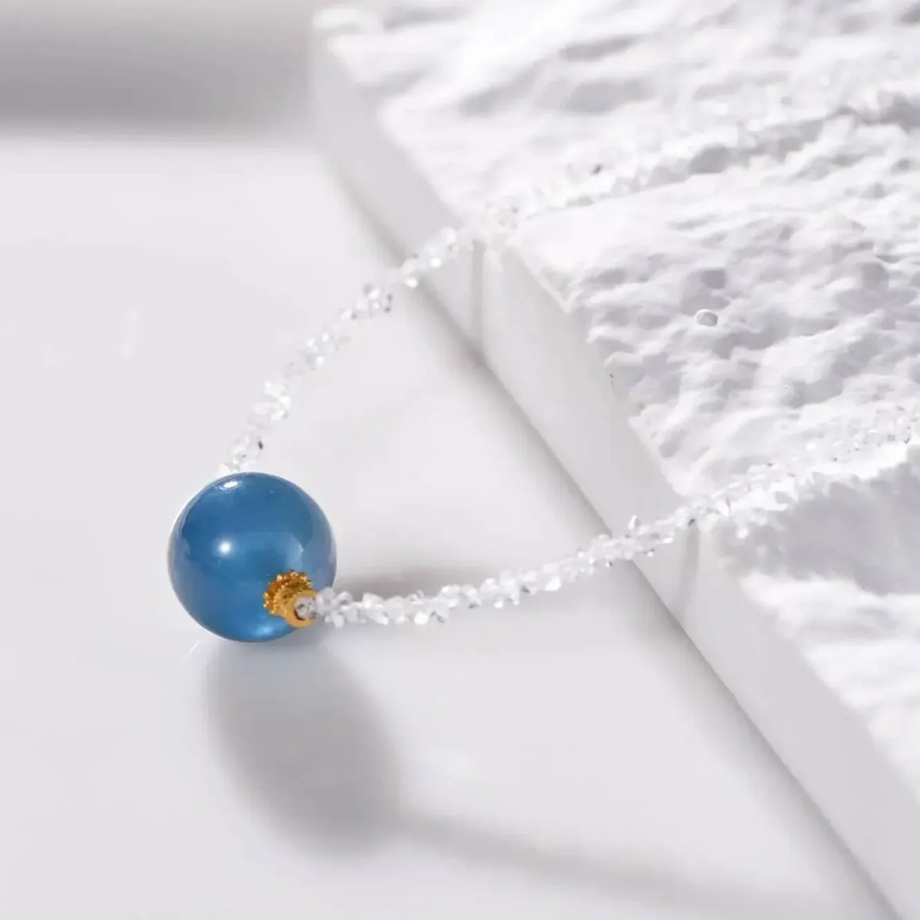 Elegant Aquamarine and Diamond Clavicle Chain Necklace - crystal luminious soul