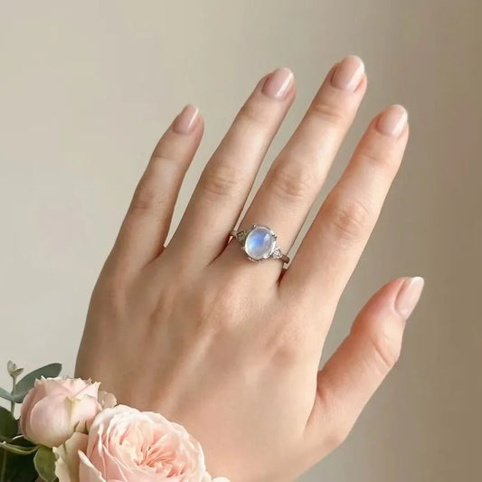 Moonlight Opal Ring – Timeless Solitaire Design - crystal luminious soul