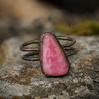 Love stone ring with rose pink ring color, handcrafted mood, and soft emotional warmth.