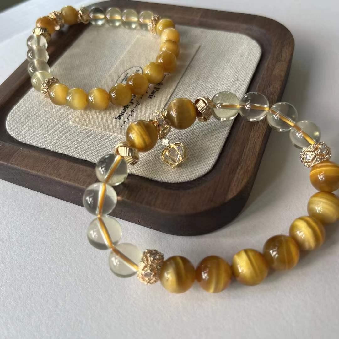 Original DIY Natural Topaz Gold Tiger Eye Bracelet