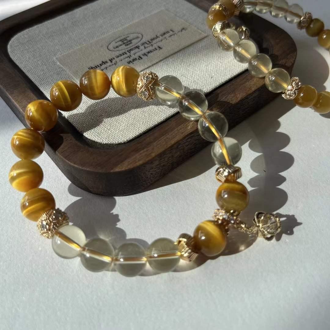 Original DIY Natural Topaz Gold Tiger Eye Bracelet