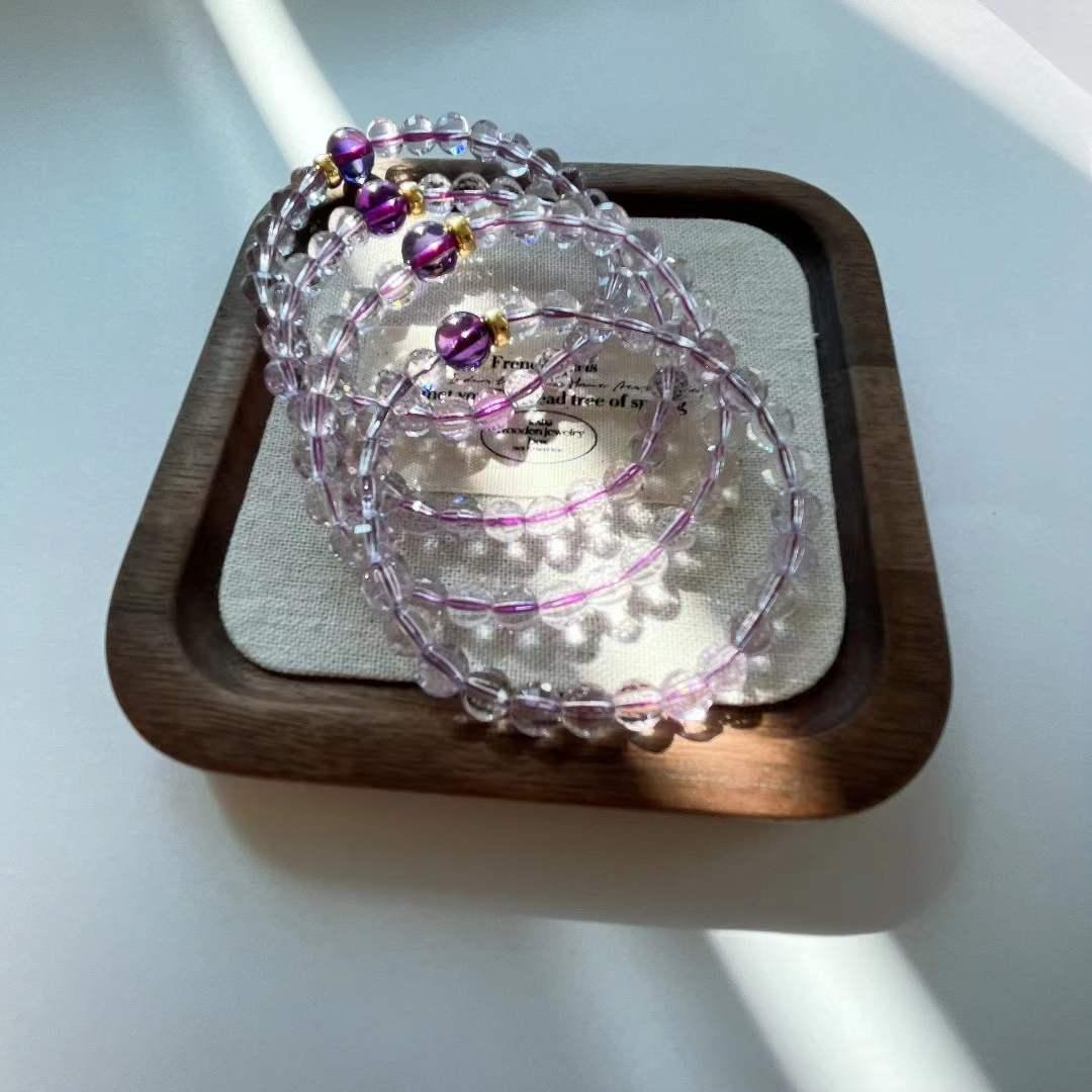 Original DIY Natural Gold Plated Sterling Silver Cut Amethyst Bracelet