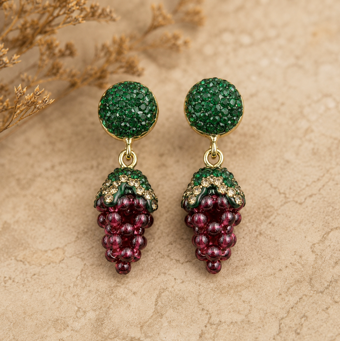Romantic garnet earrings styled as part of the January birthstone collection