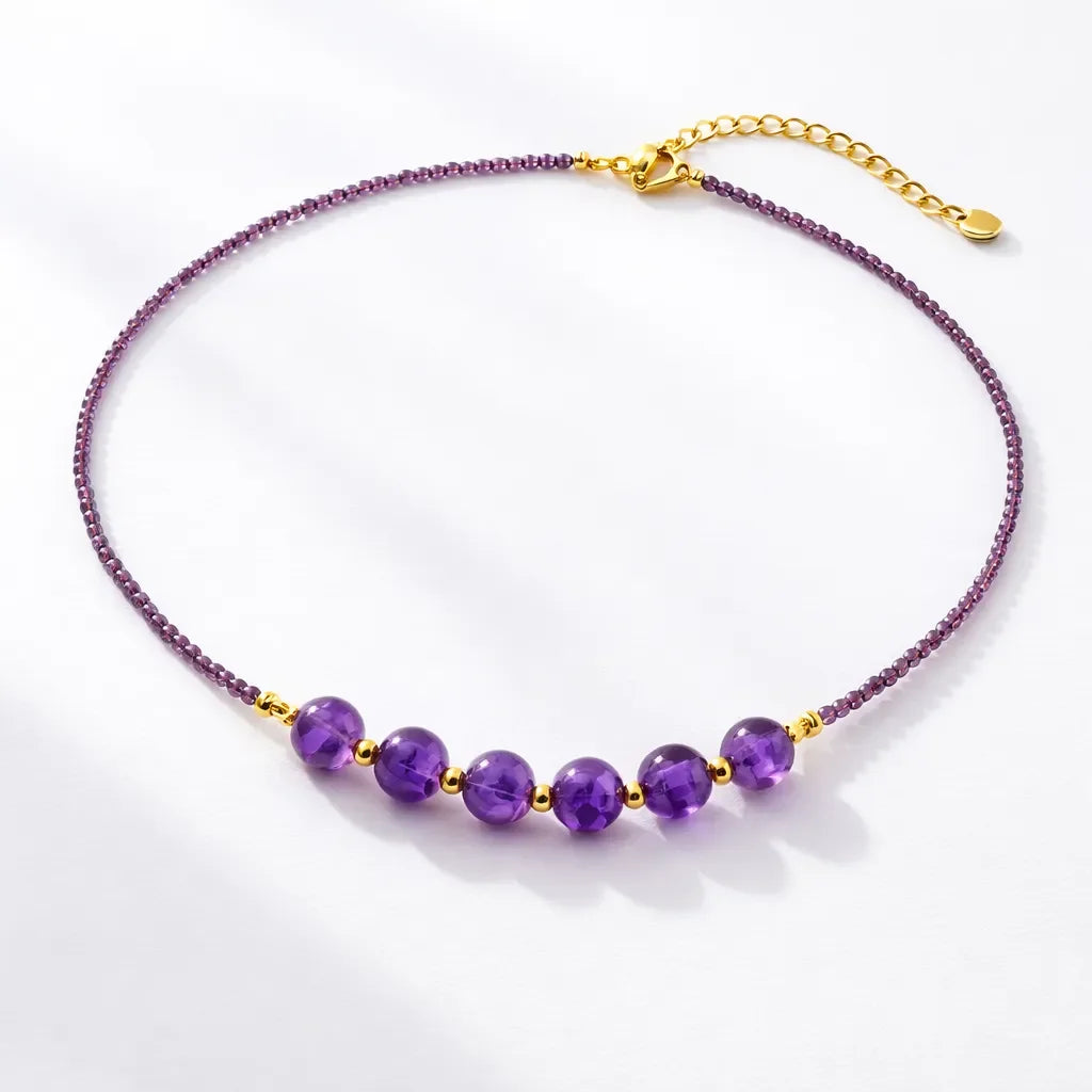 amethyst collarbone chain with minimalist crystal necklace style