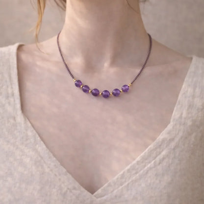 amethyst necklace with delicate purple crystal beads and elegant collarbone design