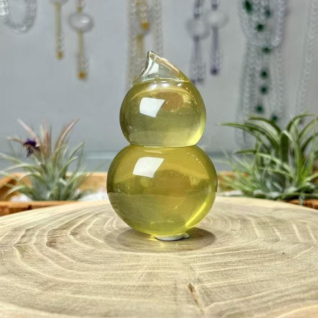 Natural Citrine Gourd Decorative Yellow Crystal Accent
