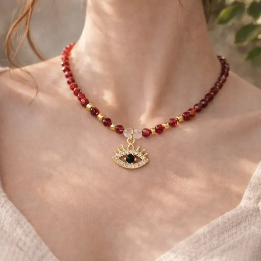 Garnet Guardian Necklace - A Symbol of Protection and Love - crystal luminious soul