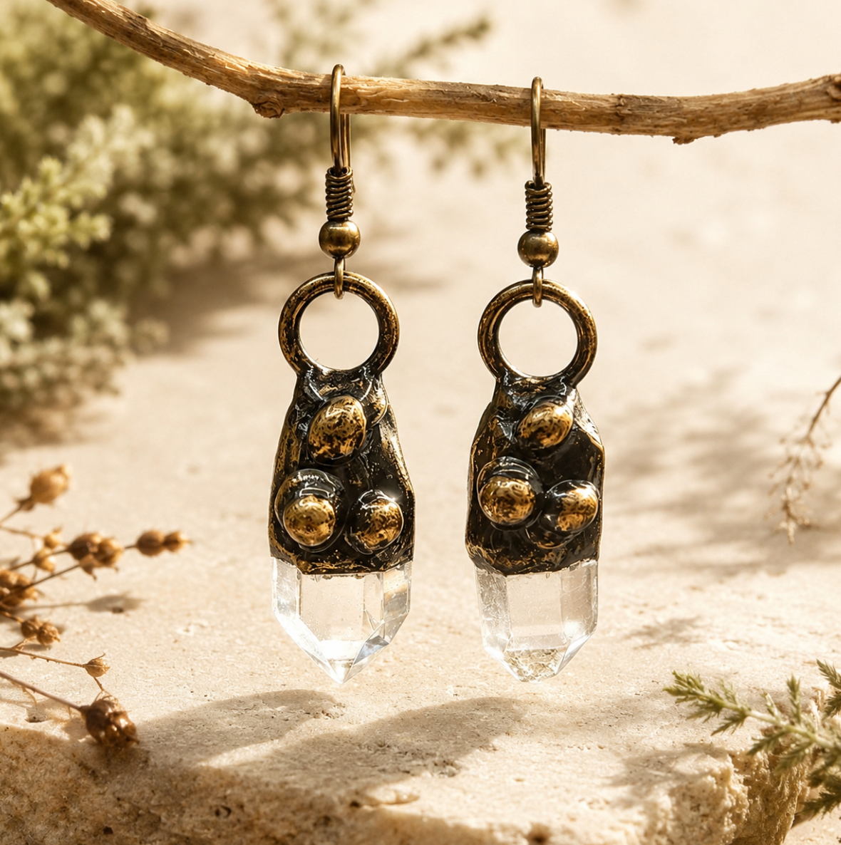 Minimalist crystal earrings designed as pure white quartz earrings with clear crystal jewelry elegance.