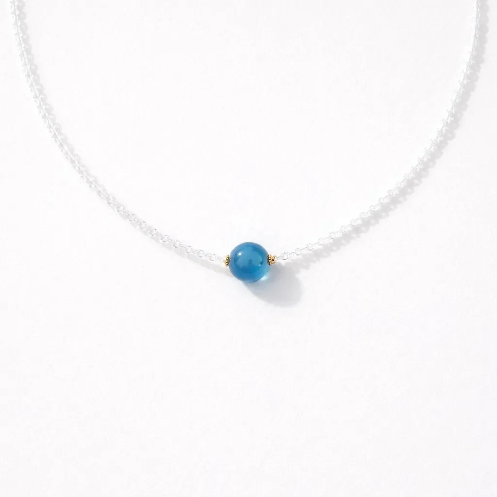 Elegant Aquamarine and Diamond Clavicle Chain Necklace - crystal luminious soul