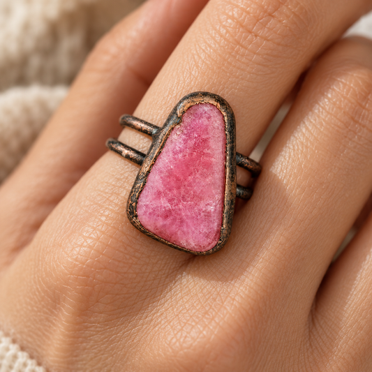 Rose Vein Rhodonite Ring