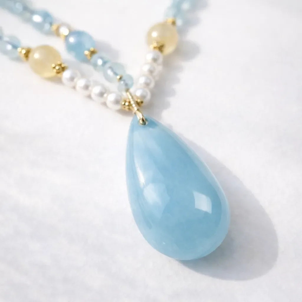 Elegant Aquamarine Drop Necklace for Timeless Style - crystal luminious soul