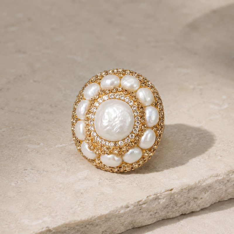 Moonlit Baroque Pearl Ring
