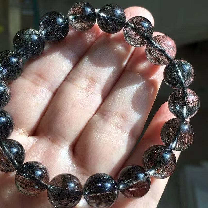 Black Hair Crystal Bracelet for Spiritual Growth and Protection