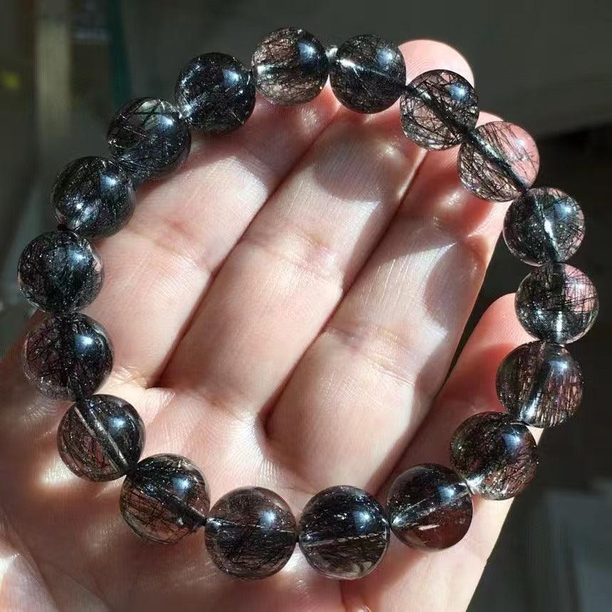 Black Hair Crystal Bracelet for Spiritual Growth and Protection