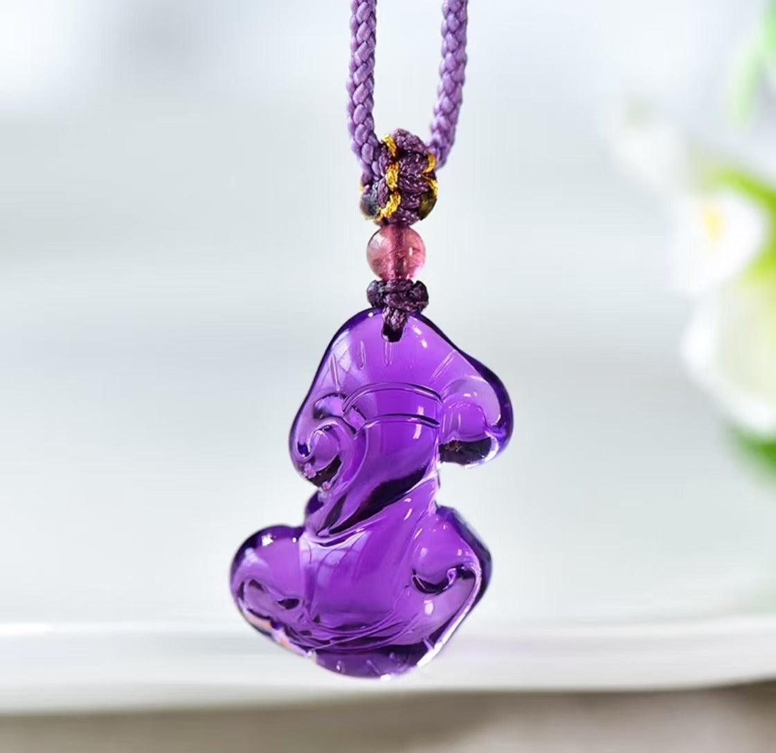 Natural Amethyst Ruyi Pendant for Spiritual Healing