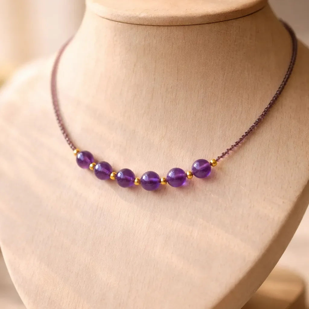delicate amethyst necklace for women with simple crystal jewelry design