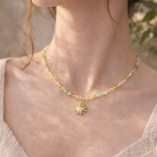 Citrine Radiance Necklace - Tranquil Sunshine Charm - crystal luminious soul
