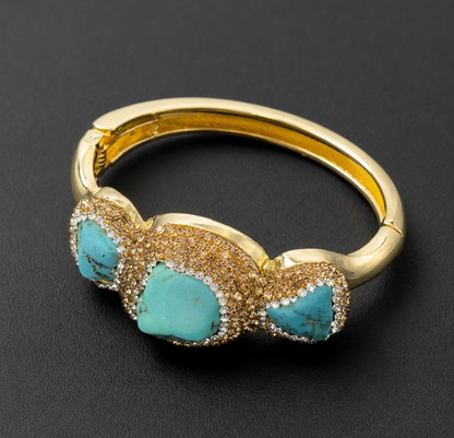 Full view of turquoise bracelet capturing the calming glow of natural turquoise