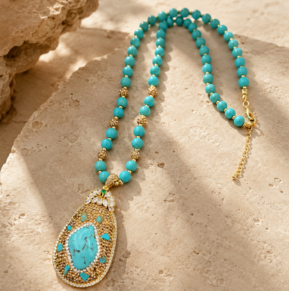 Turquoise Vintage Reverie Necklace – elegant turquoise necklace with natural turquoise stones