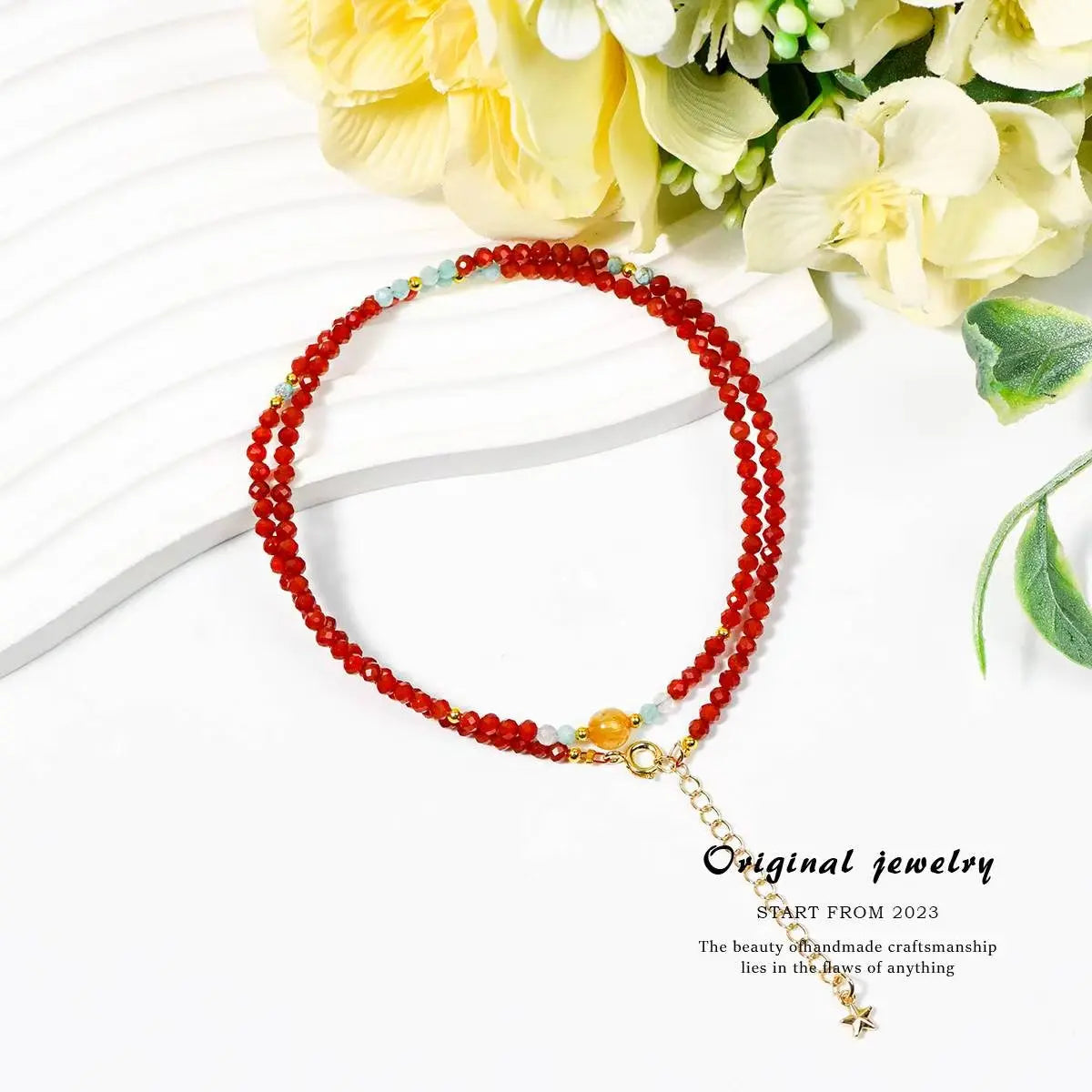 Personalized Red Agate Beaded Necklace – Classic Chinese Agate Jewelry SHINECRYS Arts and Crafts